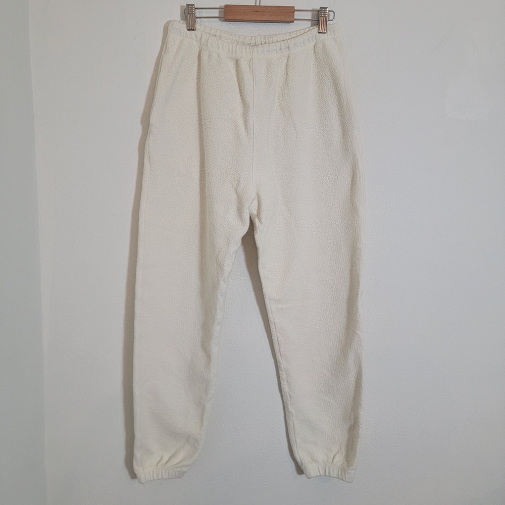 RE/DONE Cream Textured Fleece Jogger Sweatpant Made in USA Small Pull On Lounge‎